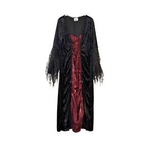JaC Costumes Vintage Halloween Vampire Goth Velvet Lace Corset Maxi Dress L